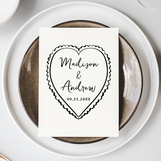 Whimsical Black Heart Wedding Menu