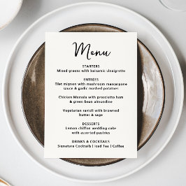 Whimsical Black Heart Wedding Menu