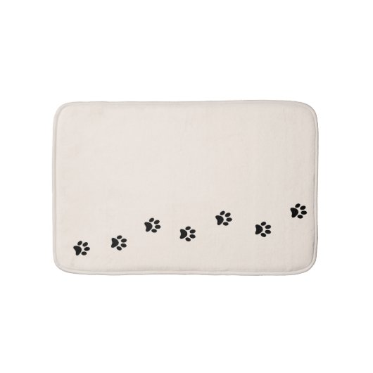 Whimsical Black Kat Paw Print Ivory Bath Mat (Voorkant)