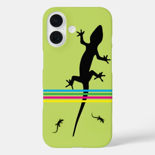 Whimsical Black Lizards Green Phone Case (Achterkant)