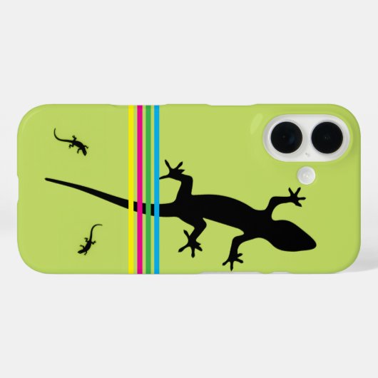 Whimsical Black Lizards Green Phone Case (Achterkant (horizontaal))
