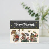 Whimsical Black Merry Mushroom en kikkerst Feestdagenkaart (Staand voorkant)