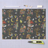 Whimsical Black Mushroom Merry Kerstmis Gothic Tissuepapier (Craft)