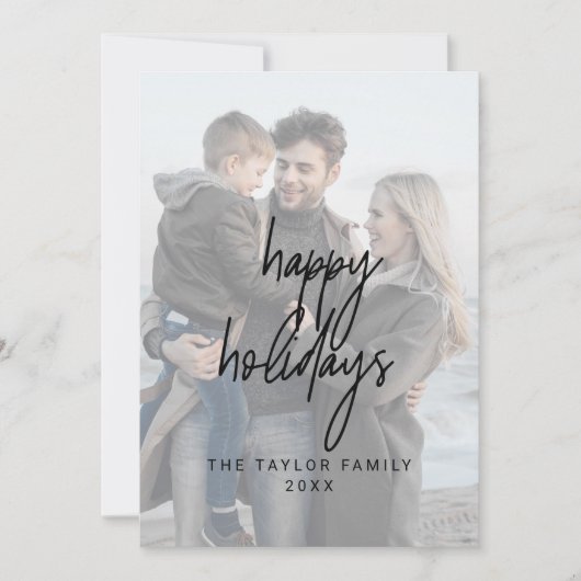 Whimsical Black Prettige feestdagen 2 Verticale fo Feestdagenkaart (Voorkant)