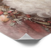 Whimsical Black Santa: Bloemen & Zachte Pinks Poster (Hoek)