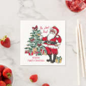 Whimsical Black Santa Claus Holiday Paper Napkins Servet (Insitu)