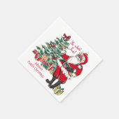 Whimsical Black Santa Claus Holiday Paper Napkins Servet (Hoek)