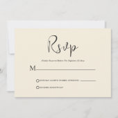 Whimsical Black Script op beige RSVP-kaart Kaart (Voorkant)