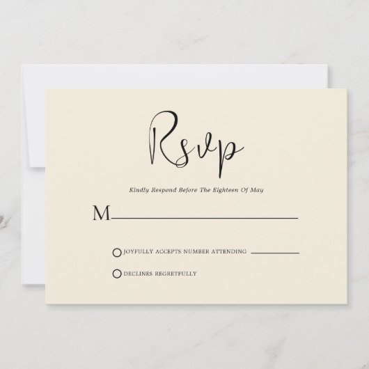 Whimsical Black Script op beige RSVP-kaart Kaart (Voorkant)