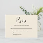 Whimsical Black Script op beige RSVP-kaart Kaart (Staand voorkant)