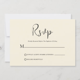 Whimsical Black Script op beige RSVP-kaart Kaart