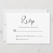 Whimsical Black Script op White RSVP Card Kaart (Voorkant)
