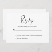 Whimsical Black Script op White RSVP Card Kaart (Voorkant / Achterkant)