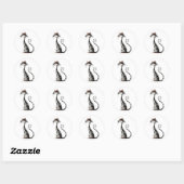 Whimsical Black Striped Cat Illustratie Ronde Sticker (Vel)