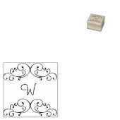 Whimsical Black Swirl Monogram - Rubberstempel (Gestempeld)