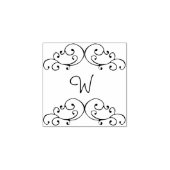 Whimsical Black Swirl Monogram - Rubberstempel (Afrduk)