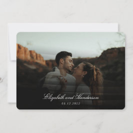 Whimsical Black Typography Photo Wedding Kaart