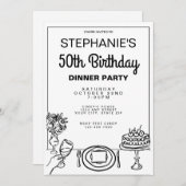 Whimsical Black & White 50ste verjaardag Dinner Pa Kaart (Voorkant / Achterkant)