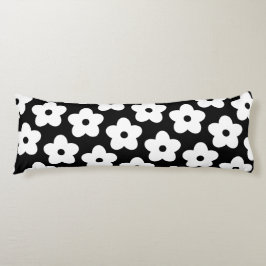 Whimsical Black & White Bloemen Retro en vrolijk Lichaamskussen