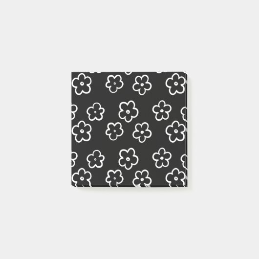 Whimsical Black & White Bloemen Retro en vrolijk Post-it® Notes (Voorkant)