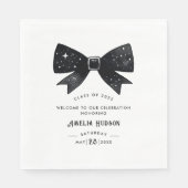 Whimsical Black & White Bow Afstudeerfeest Servet (Voorkant)