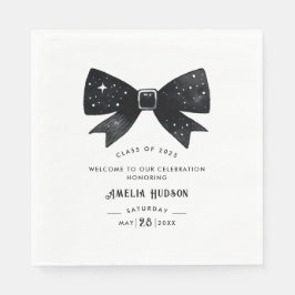 Whimsical Black & White Bow Afstudeerfeest Servet