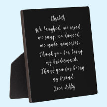 Whimsical Black White Bridesmaid Thank You Poem