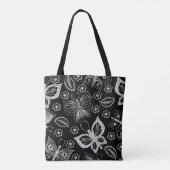 Whimsical Black & White Butterfly Pattern Tote Bag (Achterkant)