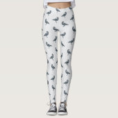 Whimsical Black & White Crow Halloween Leggings (Voorkant)