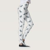 Whimsical Black & White Crow Halloween Leggings (Rechts)