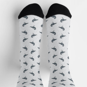 Whimsical Black & White Crow Halloween Sokken