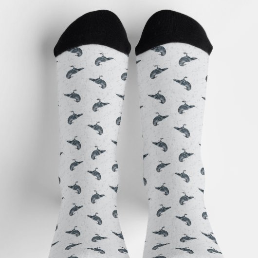 Whimsical Black & White Crow Halloween Sokken (Top)