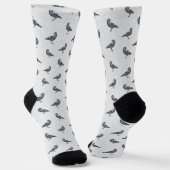 Whimsical Black & White Crow Halloween Sokken (Gebogen)