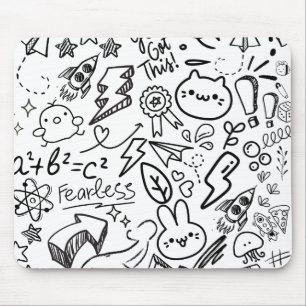 Whimsical Black & White Doodles Muismat