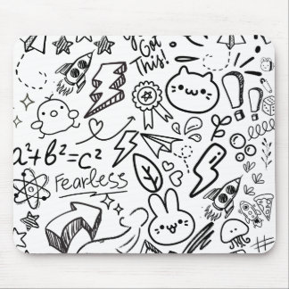 Whimsical Black & White Doodles Muismat