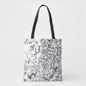 Whimsical Black & White Doodles Tote Bag (Voorkant)