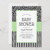 Whimsical Black White en Green Baby shower Kaart (Voorkant)