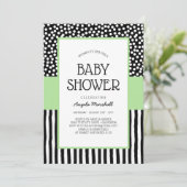 Whimsical Black White en Green Baby shower Kaart (Staand voorkant)
