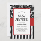 Whimsical Black White en Red Baby shower Kaart (Voorkant)