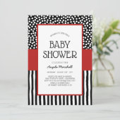 Whimsical Black White en Red Baby shower Kaart (Staand voorkant)