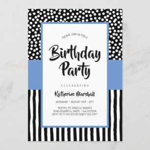 Whimsical Black White en Violet Birthday Kaart