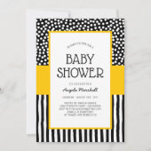 Whimsical Black White en Yellow Baby shower Kaart (Voorkant)
