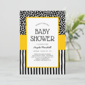 Whimsical Black White en Yellow Baby shower Kaart (Staand voorkant)