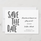 Whimsical Black White Simple Script-handschrift Save The Date (Voorkant)