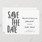 Whimsical Black White Simple Script-handschrift Save The Date (Voorkant / Achterkant)