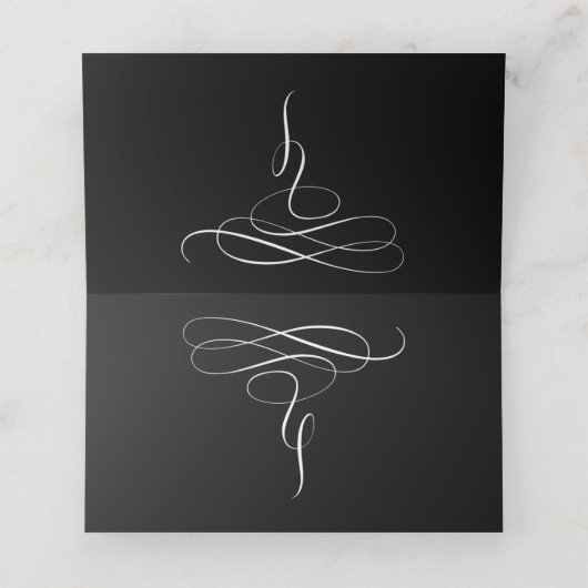 Whimsical Black White Simple Wedding Plaatskaartje (Binnenkant ongevouwen)