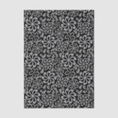 Whimsical Black White Spiral Flower Leafs Pattern Tissuepapier (Voorkant)