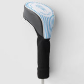 Whimsical blau-wit gestreepte preppy-moeder gevest golfheadcover (Schuin)