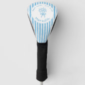 Whimsical blau-wit gestreepte preppy-moeder gevest golfheadcover (Voorkant)