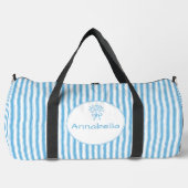 Whimsical Blau-Wit Gestreepte Preppy Monogram Plunjezak (Voorkant)